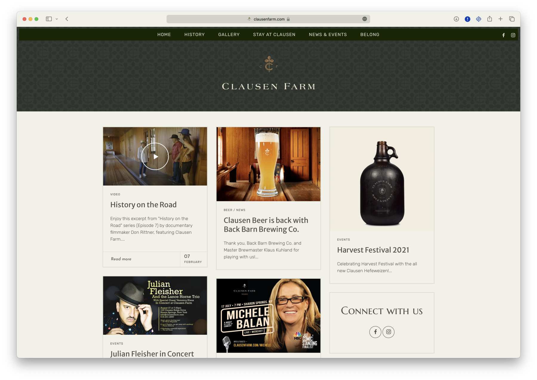 The homepage of Clausen Farm