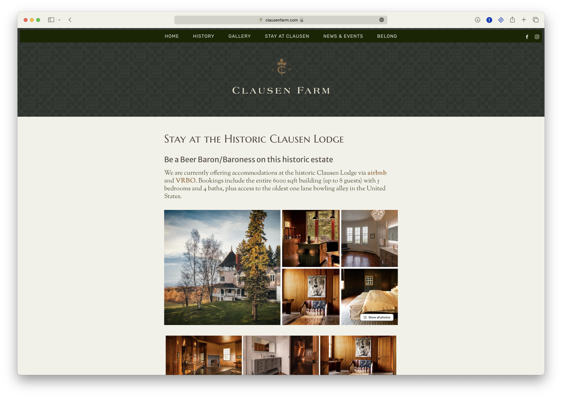 The homepage of Clausen Farm