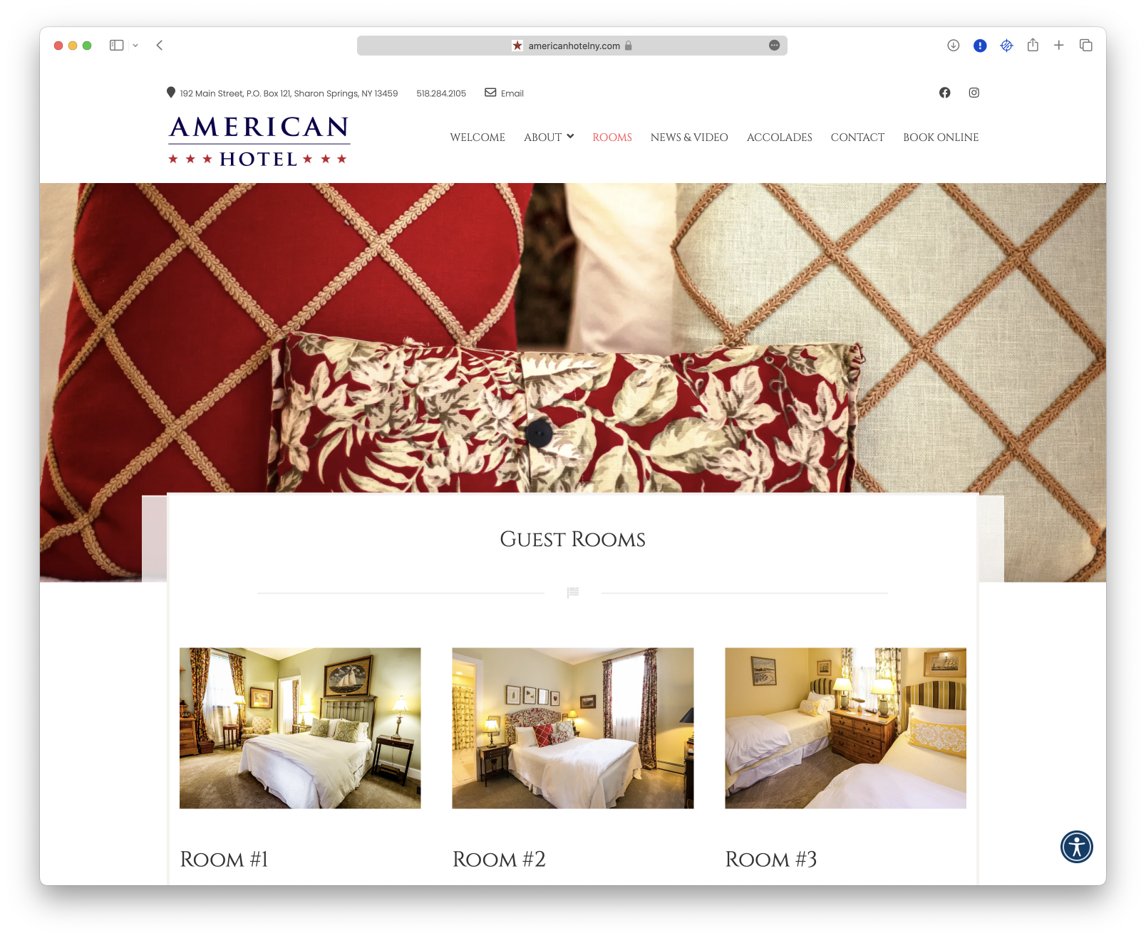 American Hotel website design.