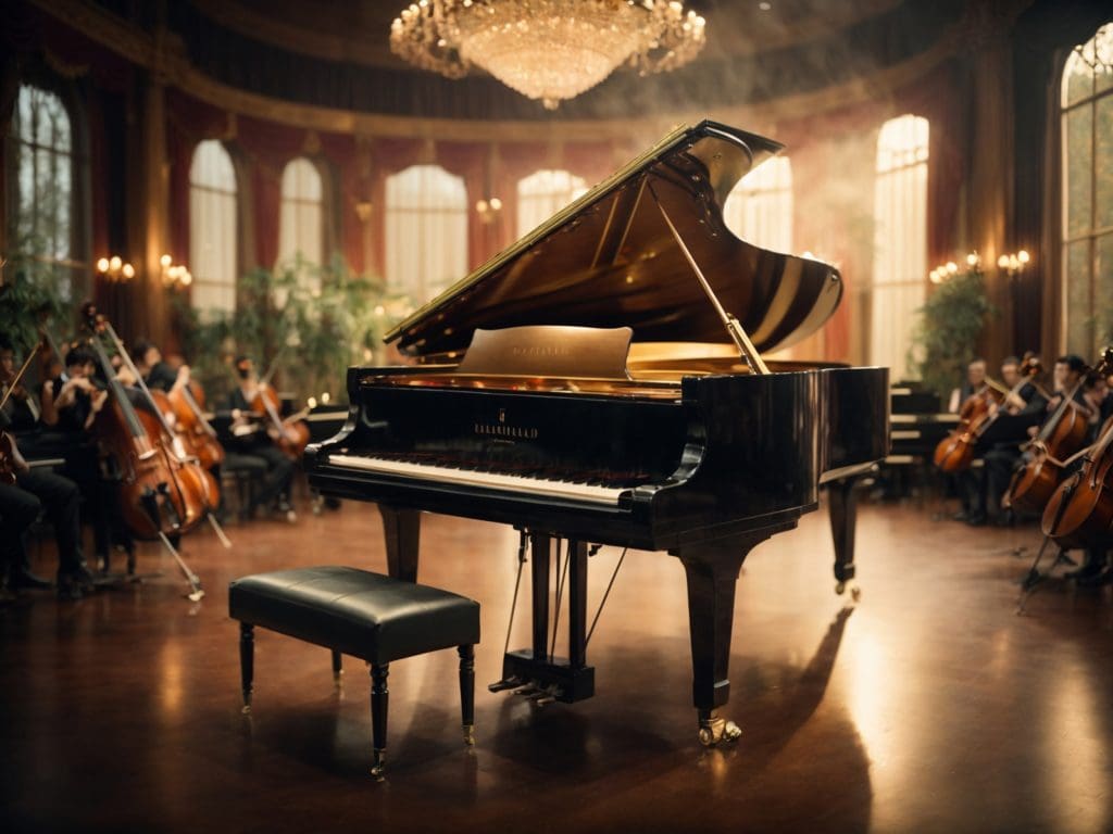 Grand piano on stage